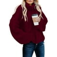 thumbnail image 1 of absuyy Women's Cable Knit Sweaters Warm High Neck Winter Sweaters Long Sleeve Fall Pullover Tops, 1 of 9