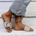 thumbnail image 1 of absuyy Women's Slide Sandals- Casual New Style Fashion Open Toe Summer Flat Slide Sandals #810 Beige-8, 1 of 1