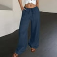 thumbnail image 1 of absuyy Women's Wide Leg Summer Pants Elastic High Waisted Boho Beach Pants Pleated Casual Trousers with Pockets Blue XL, 1 of 8