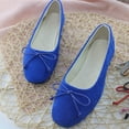 thumbnail image 1 of absuyy Womens Comfortable Ballet Flats with Bow Flock Upper Round Toe Slip On Casual Everyday Work Office Walking Shoes Blue,Size 7, 1 of 6