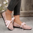 thumbnail image 1 of absuyy Womens Mesh Ballet Flats Breathable Comfortable Bow Slip On Round Toe Pink Wide Width Available,Size 9, 1 of 8