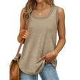 thumbnail image 1 of absuyy Womens Tank Tops Loose Fit Cotton Casual Summer Crewneck Sleeveless Shirts Khaki Size 2XL, 1 of 7