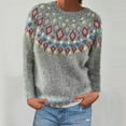 thumbnail image 1 of absuyy Womens Tops Sweaters Winter Warm Long Sleeve Knitted Casual Printed Round Neck Sweaters for Women Gray Size 2XL, 1 of 5