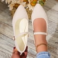 thumbnail image 1 of absuyy Womens Velvet Pointed Toe Mary Jane Flats, Comfortable Cushioned Insole Adjustable Strap Work Shoes, Beige,Size 9.5, 1 of 6