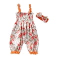 thumbnail image 1 of abtuhar Baby Girl Romper,Toddler Girls Kids Jumpsuit Summer Leisure Lantern Pants Headband Jumpsuit Set Orange 6-12 Months, 1 of 5
