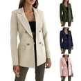 thumbnail image 1 of abtuhar Blazers for Women,Womens Blazer,Women's Solid Color Top Long Sleeve Lapel No Hat Button Casual Suit Jacket Dark Blue, 1 of 5