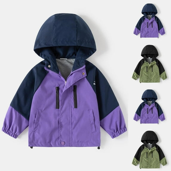 abtuhar Boys Jacket,Toddler Jacket,Toddlers Windbreaker Jacket Little Boy Hooded Coat Casual Outerwear Purple 11 Years