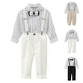 thumbnail image 1 of abtuhar Boys Suits,Toddler Suit,Toddler Boy Clothes Suits Toddler Dress Shirt with Bowtie Suspender Pants Outfit Sets White 5 Years, 1 of 5