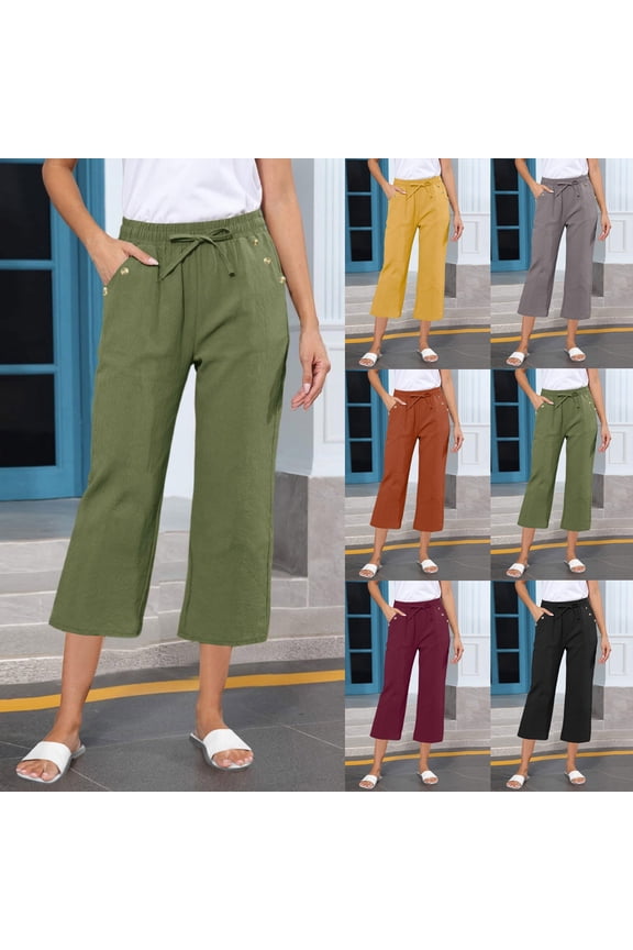 Casual Pants for Women,Women's Pants,Womens Summer Pants Loose High Waisted Wide Leg Lounge Pants Drawstring Casual Trousers with Pockets Dark Gray XL
