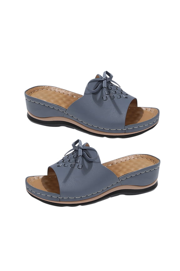 Casual Sandals for Women,Summer Sandals,Slide Sandals for Women or Ladies Dressy Summer Casual,Cute Bow Tie Knot Top Strap Shoes Blue