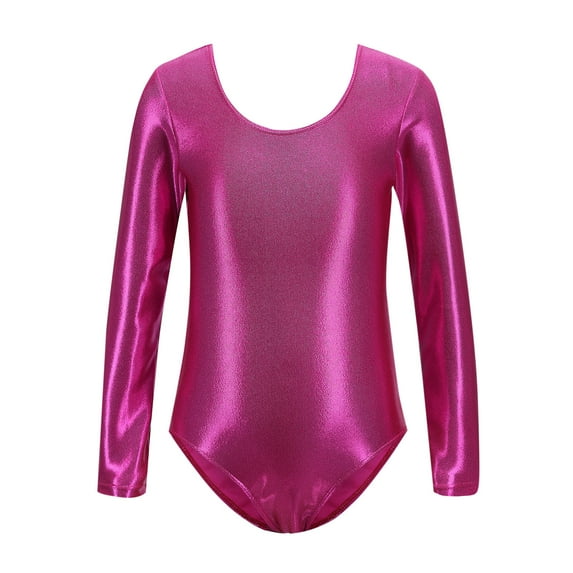 abtuhar Dance Leotard for Girls,Children's Solid Color Dance Practice Clothes Casual Sports Jumpsuit Shorts Hot Pink 3-4 Years