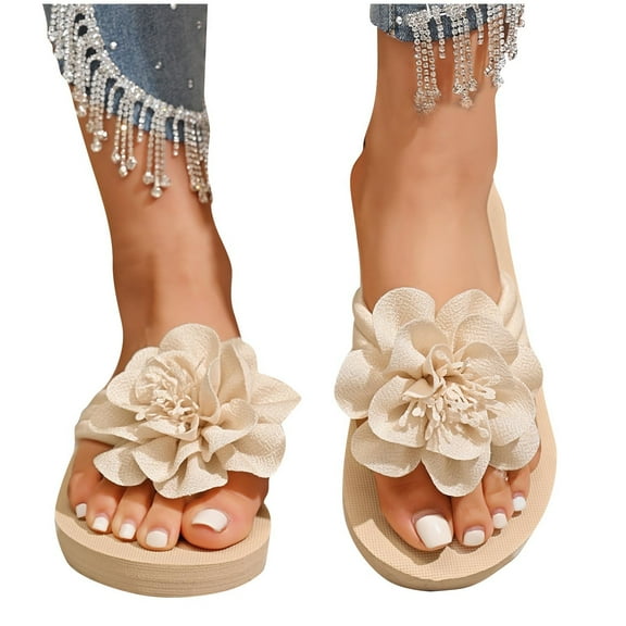 abtuhar Flip Flops for Women,Women's Sandals,Women's Flip Flops Arch Support Yoga Mat Summer Beach Woman Thong Sandals with Orthotic Rubber Soles Beige