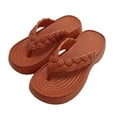 thumbnail image 1 of abtuhar Flip Flops for Women,Women's Sandals,Women Imitation Rope Thick Sole Slope Heel Flip Flops Beach Sandals Brown, 1 of 5