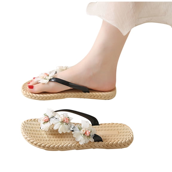 abtuhar Flip Flops for Women,Women's Sandals,Womens Arch Support Flip Flops Ladies Lightweight Soft Yoga Mat Cushion Walking Thong Sandals Black