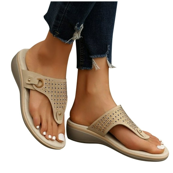 abtuhar Flip Flops for Women,Women's Sandals,Womens Arch Support Flip Flops Ladies Lightweight Soft Yoga Mat Cushion Walking Thong Sandals Khaki