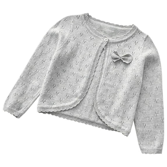 abtuhar Girls Cardigan,Toddler Girls Cardigan Sweater Baby Kids Long Sleeve Cropped Dress Up Button Closure Jacket Tops Gray 73