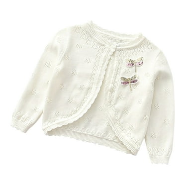 abtuhar Girls Cardigan,Toddler Girls Cardigan Sweater Baby Kids Long Sleeve Cropped Dress Up Button Closure Jacket Tops White 100
