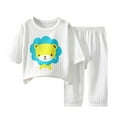 thumbnail image 1 of abtuhar Girls Pajamas,Toddler Pajamas,Children's Print 3/4 Sleeve Round Neck Home Wear Thin Breathable Pajama Set Conditioning Suit White 4 Years, 1 of 4