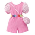 thumbnail image 1 of abtuhar Jumpsuit for Girls,Girl's Cap Sleeve Crew Neck Dressy Belted Romper Cute Short Jumpsuit Pink 3-4 Years, 1 of 5