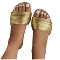 thumbnail image 1 of abtuhar Ladies Sandals,Sandals for Women,Women's Roman Casual Square Toe Low Heel Slippers Womens Slippers Gold, 1 of 6