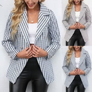 abtuhar Oversized Blazers for Women,Womens Blazer,Womens Printed Lapel Breasted Button Striped Printed Lapel Double Pocket Small Blazer Pink