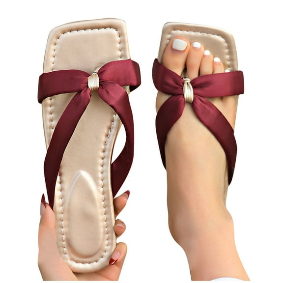 abtuhar Sandals Women,Womens Sandals,Casual Summer New Style Outdoor Flat Soft Bottom Beach Slippers Wine