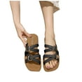 thumbnail image 1 of abtuhar Sandals Women,Womens Sandals Comfortable,Women's Fashion Casual Summer New Square Toe Strap Beach Slippers Black, 1 of 5