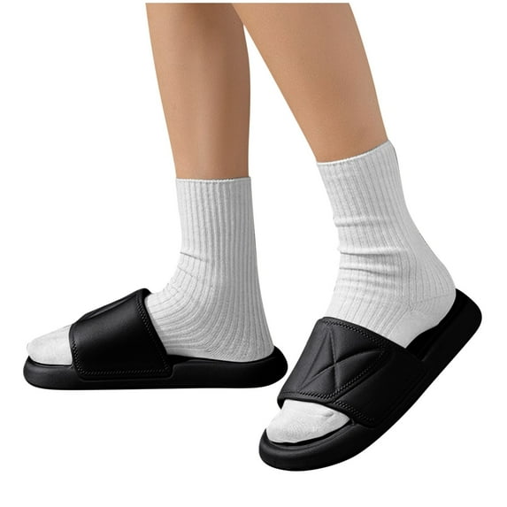 abtuhar Slippers for Women,Womens Slippers,Women's Fashion Casual Summer Home Solid Color Bathroom Non-Slip Slippers Black