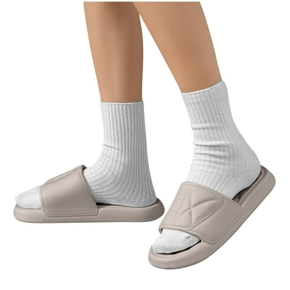 abtuhar Slippers for Women,Womens Slippers,Women's Fashion Casual Summer Home Solid Color Bathroom Non-Slip Slippers Gray