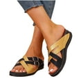 thumbnail image 1 of abtuhar Summer Sandals for Women,Sandals Women,New Solid Color Matching One-Foot Breathable Wedge Heel Sandals Gold, 1 of 6