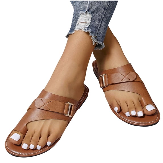 abtuhar Summer Sandals for Women,Women's Sandals,New Women's Fashionable Casual Versatile Flying Woven Breathable Soft-Soled Sports Shoes Brown