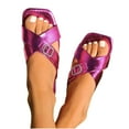 thumbnail image 1 of abtuhar Summer Sandals for Women,Women's Sandals,Summer Casual Sandals Square Toe Wrap-Around Soft Flat Sandals Purple, 1 of 6