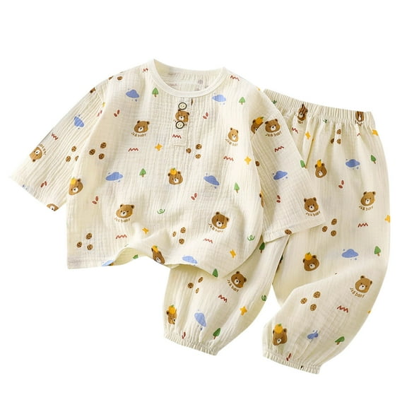 abtuhar Toddler Boy Pajamas,Kids Pajamas,Toddler Casual Pajamas Set Kids Boys Girls Kids Snug fits Ribbed Sleepwear Pjs for Daily Life Style Brown 7 Years