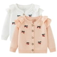 thumbnail image 1 of abtuhar Toddler Cardigan,Cardigan for Girls,Toddler Girl Cardigan Sweater Infant Knit V-Neck Button Long Sleeve Outwear Fall Winter Clothes White 18 Months, 1 of 5