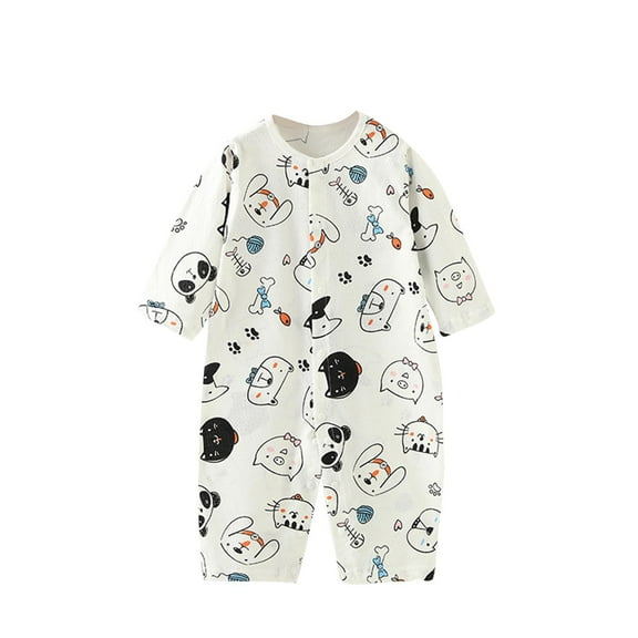 abtuhar Toddler Girl Romper,Toddler Romper,Toddler Boys and Girls Long Sleeve Zip-Front Romper Footed Pajamas White 12-24 Months
