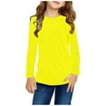 thumbnail image 1 of abtuhar Toddler Graphic Tees,Girls Casual Short/Long Sleeve T Shirts Kids Loose Soft Striped Color Block Tunic Tops,Tees Blouses Yellow 11-12 Years, 1 of 5