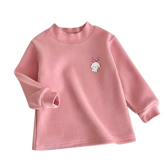 abtuhar Toddler Graphic Tees,Girls Long Sleeve Basic Layering Casual T Shirt Pink 9-10 Years