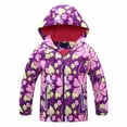 thumbnail image 1 of abtuhar Toddler Jacket,Kids Jacket,Girls Outdoor Floral Fleece Lined Light Windproof Jacket with Hood Purple 5 Years, 1 of 5