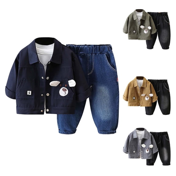 abtuhar Toddler Outfits for Boys,Newborn Outfits,Toddler Boy Long-sleeved Lapel Collar Handsome Casual Style Three-piece Suit Army Green 2 Years