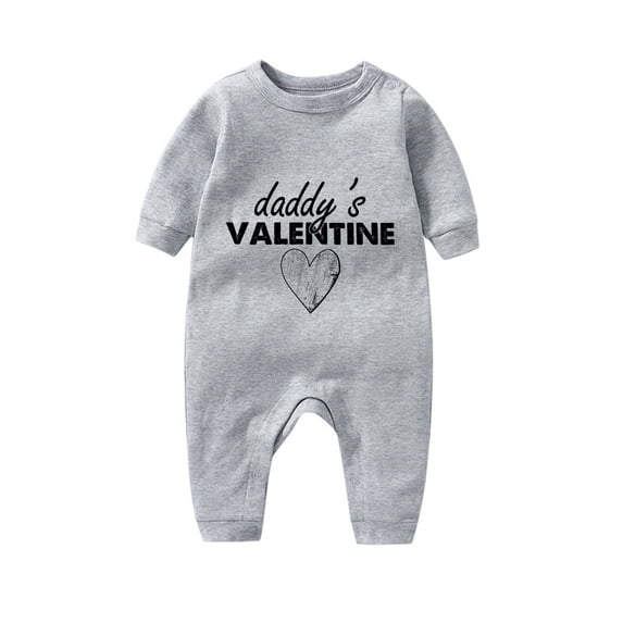 abtuhar Toddler Pajamas,Toddler Kids Girls Boys Long Sleeve Valentine's Day Heart Print T-Shirt Jumpsuit Romper Gray 3-6 Months