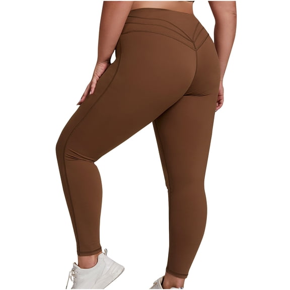 abtuhar Women Leggings,Pants for Womens,High Waisted Leggings for Women Soft Stretchy Slim Workout Yoga Running Pants Brown