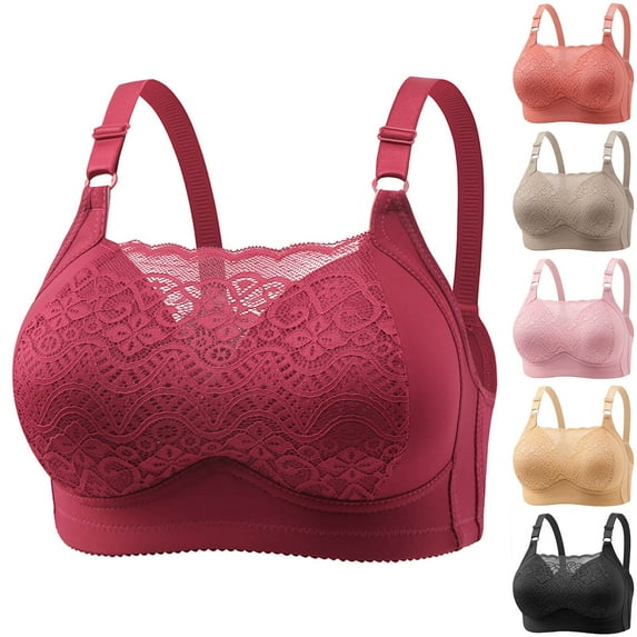 abtuhar Women Plus Size Bras,Wireless Bras for Women,Woman's Embroidered Glossy Comfortable Breathable Bra Underwear No Rims