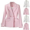 thumbnail image 1 of abtuhar Womens Blazer,Blazers for Women,Ladies Solid Color Long Sleeve Lapel Button Temperament Suit Jacket Pink, 1 of 5