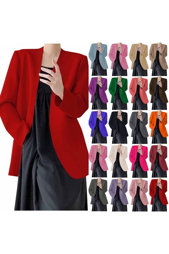 Womens Blazer,Blazers for Women,Women's Fashion Solid Color Blouses Long Sleeved V-neck Casual Suit Jacket Tops Beige