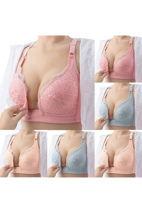 Womens Bras,Nursing Bras for Breastfeeding,Women Lace Strapless Underwear With Front Buckle Postpartum Feeding Pregnant Women Bras Beige