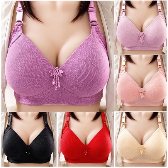 abtuhar Womens Bras Plus Size,Bras for Womens,Ladies Traceless Comfortable No Steel Ring Breathable Gathering Bra Woman Underwear Purple