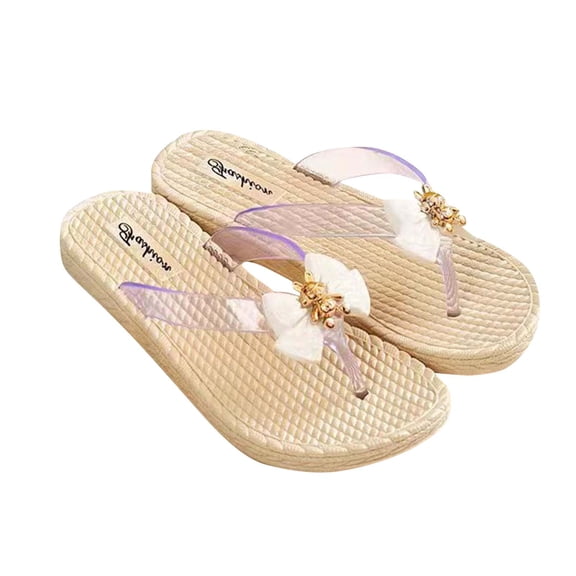 abtuhar Womens Flip Flops,Sandals for Women,New Women's Fashion Leisure Woven Vacation Breathable Beach Flip Flops Sandals White