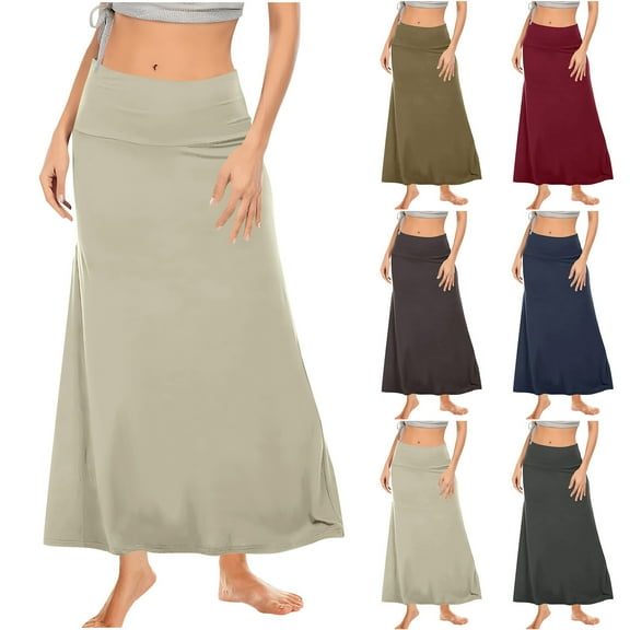 abtuhar Womens Maxi Skirt,Skirts for Women,Ladies' Leisure High Waist Wrap Skirt A-line Half Body Skirts Khaki XL