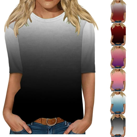 abtuhar Womens Plus Size Tops,Womens Tops,Women's 2024 Fashion Tops 3/4 Sleeve T-Shirts Cute Crewneck Basic Business Tees Blouses Wine