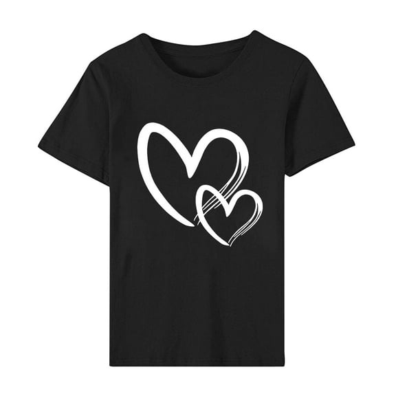 abtuhar Womens Plus Size Tops,Womens Tops,Women's Casual Round Neck Print T-shirt Stylish And Comfortable Womens Blouse Black XXL